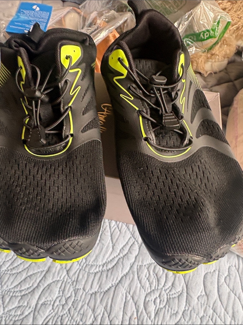 Men's Black beach sneakers Sneakers with Neon Yellow Accents